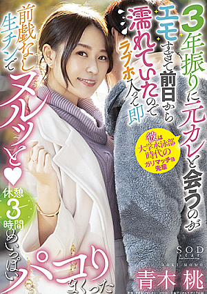 3年振りに元カレと会うのがエモすぎて前日から濡れていたのでラブホ入って即前戯なし生チンでヌルッと(ハート) 休憩 3 時間めいっぱいパコりまくった 青木桃
