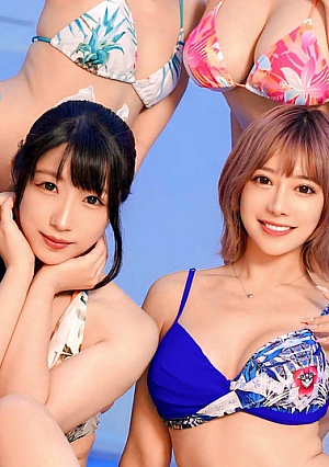 【流出映像】都内某所のリゾート地で、港区女子たちと秘密の乱交パーティ【るな、はな、みひな、のぞみ】～みひな＆のぞみ編～
